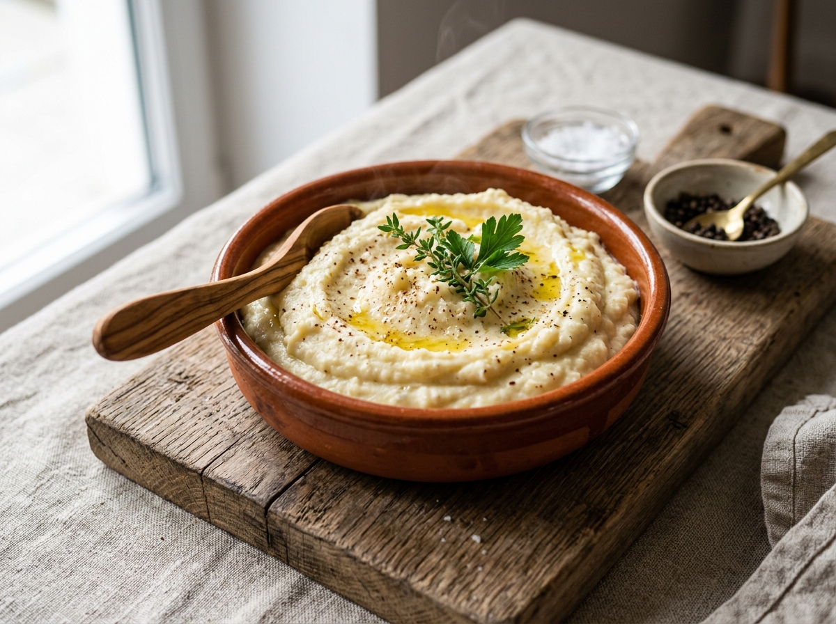 Purée onctueuse de chou-fleur au beurre et noix de muscade
